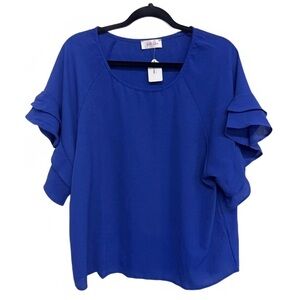 Jess Lea Royal Blue Ruffle Sleeve Top